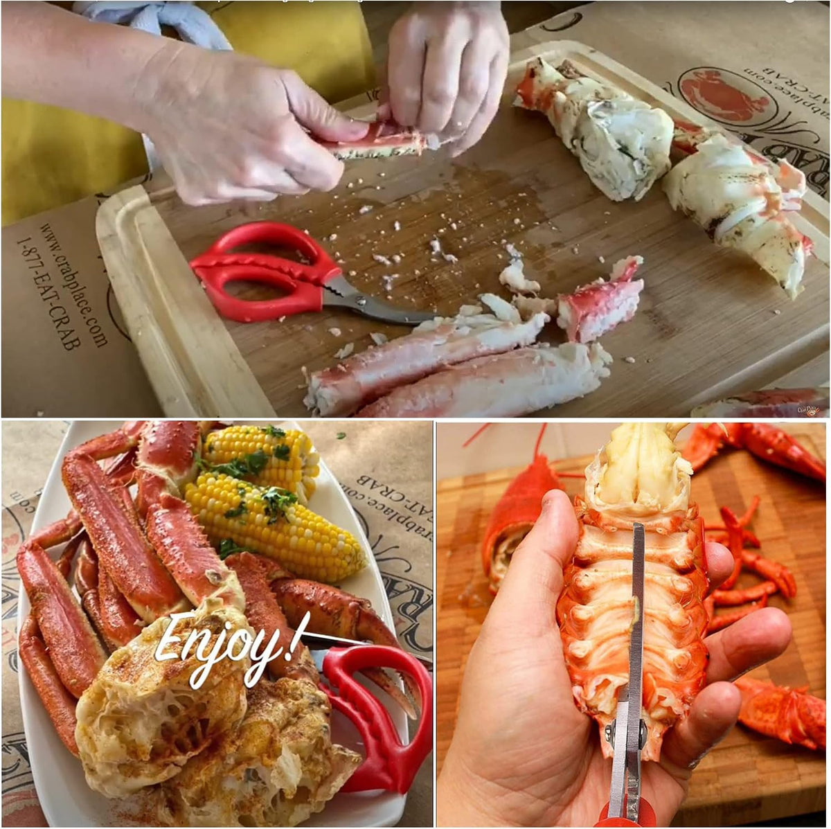 6 Piece red Seafood Scissors Crab Scissors Seafood Shears Multifunctional Crab Leg Crackers and Tools