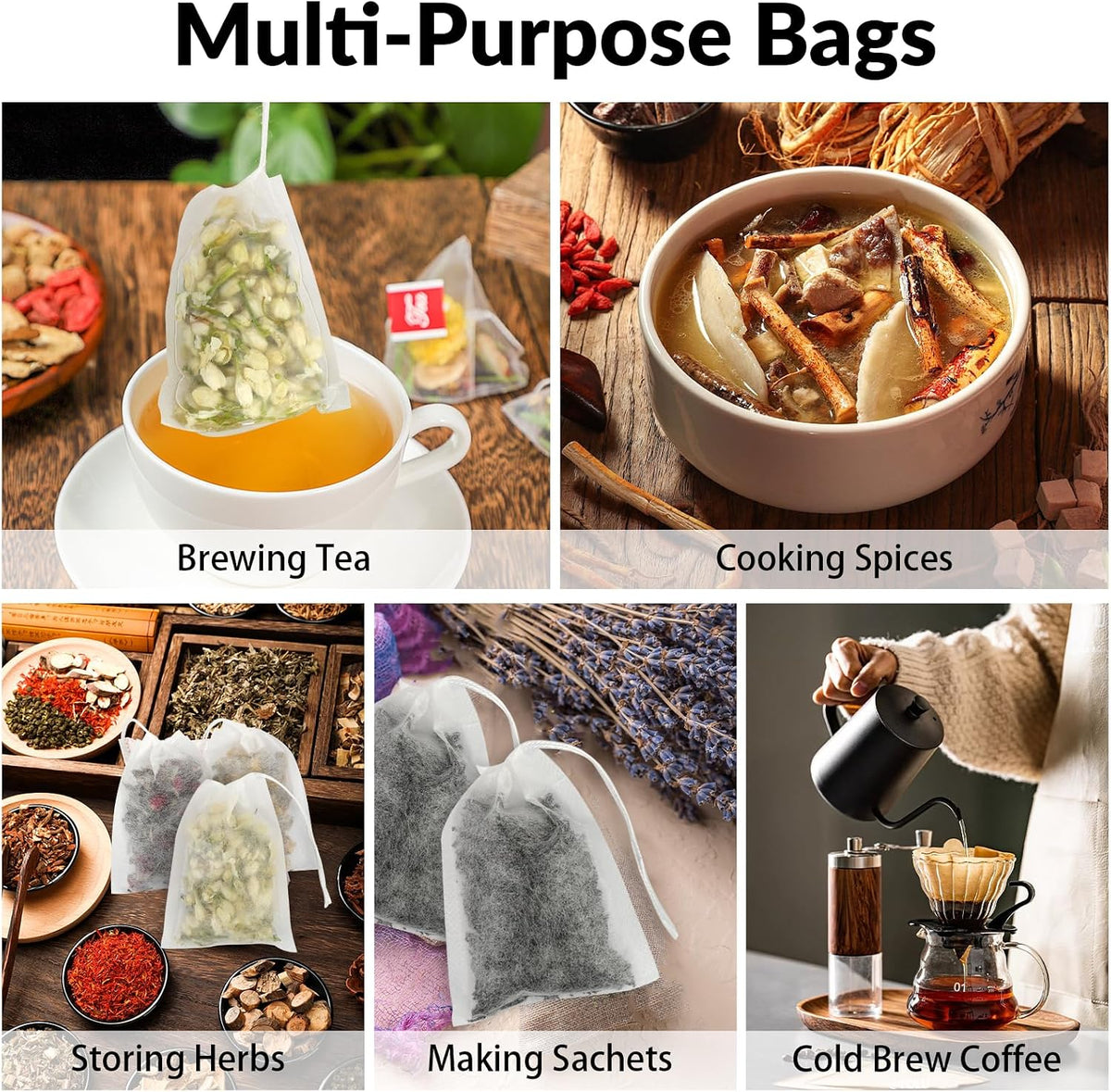 300 Pcs Disposable Empty Tea Bags for Loose Leaf Tea
