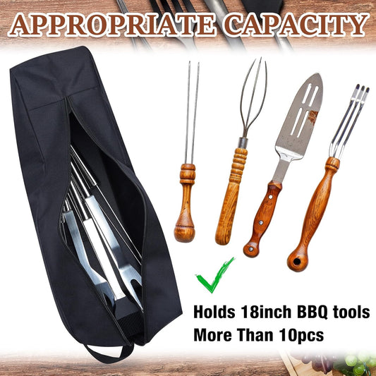 Amylove 1 Pc Grill Tool Storage Bags BBQ Utensil Grilling Bags Oxford Cloth Barbecue Holder Pouch Foldable Hardware Grilling Accessory Grill Storage Bags for Outdoor Camping Picnic Trip, Black