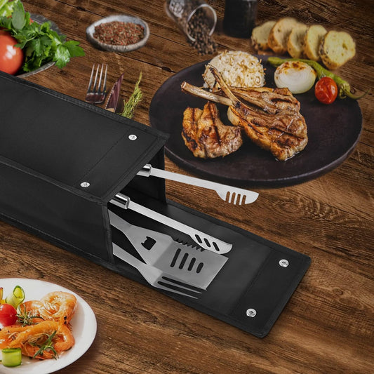Upgraded Grill Tool Storage Caddy, Hollow Design - Automatic Drainage, Storage and Grilling in One, 20 X 6 X 6 Grill Utensil Storage Holder for Barbecue Restaurant, Family, Camping