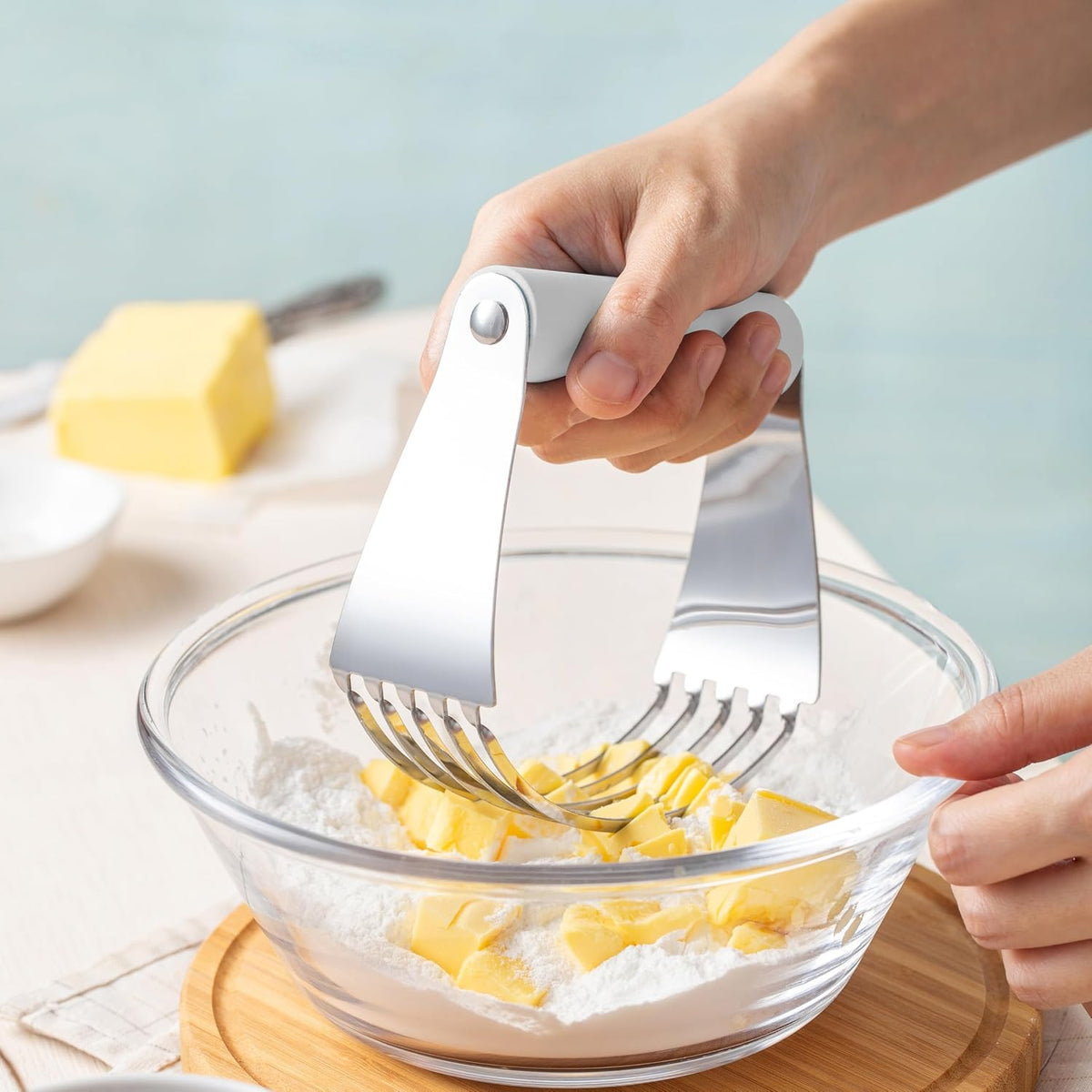 Spring Chef Large Dough Blender For Baking - Durable Pastry Blender - Black