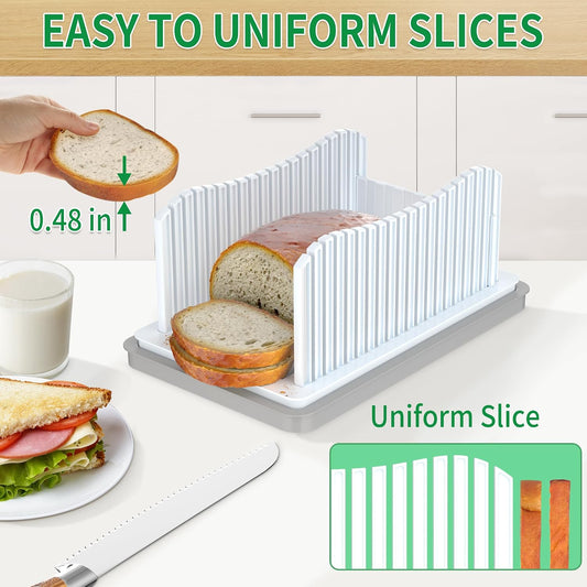 CAWIU Bread Slicer for Homemade Bread, Adjustable Width Bread Slicing Guide