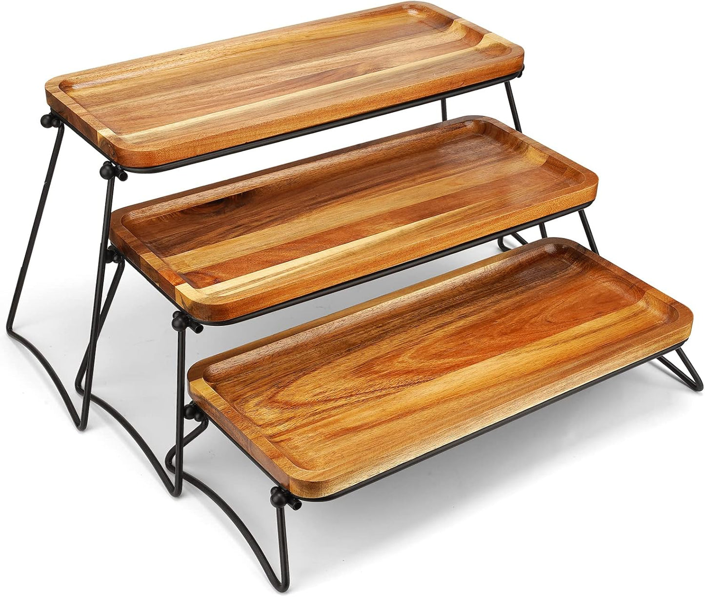3 Tier Cupcake Stand and Towers Large Serving Tray for Party Acacia Wooden Dessert Table Display Set Decorative Tray Tiered Tray Decor Small Chees Charcuterie Boards Rustic Wood Serving Platters Trays