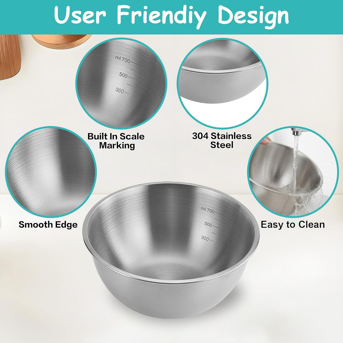 12 Pcs Stainless Steel Mixing Bowls with Graduations, Metal Serving Salad Bowls, Reusable Baking Food Storage Containers for Baking, Cooking, Making Salads, Soups, Ice Cream, Noodles, cereal