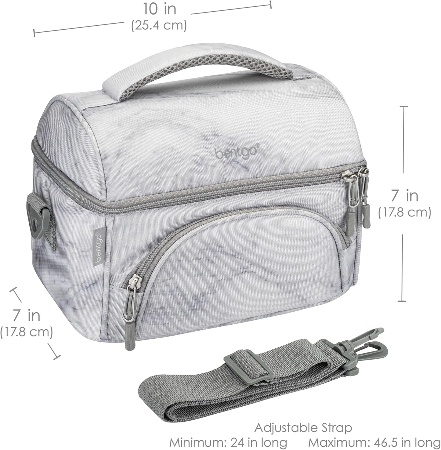 Bentgo Deluxe Lunch Bag - Durable and Insulated Lunch Tote with Zippered Outer Pocket, Internal Mesh Pocket, Padded and Adjustable Straps, & 2-Way Zippers - Fits All Lunch Boxes (Blue)