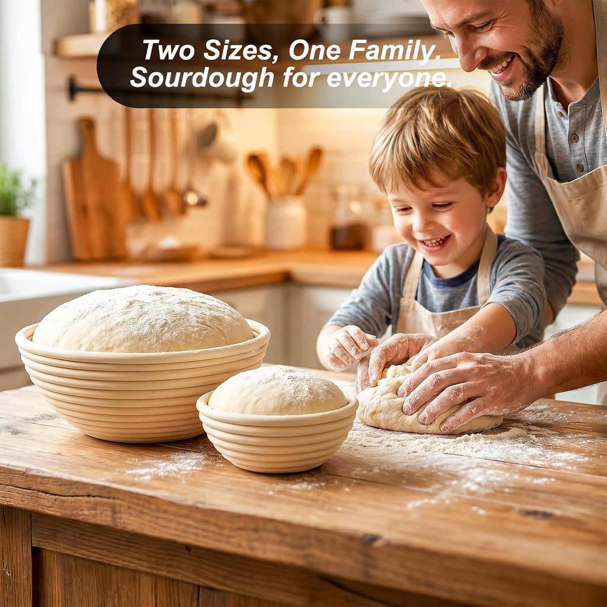 9" Round Banneton Bread Proofing Basket, Family Kit Sourdough Basket