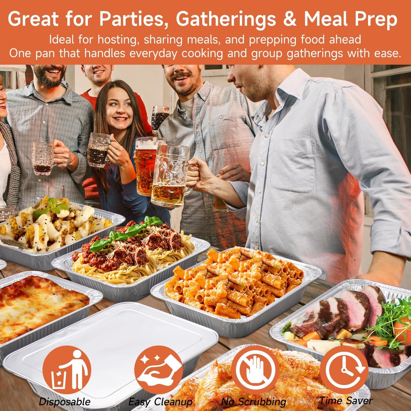Aluminum Pans with Clear Lids 9x13-10 Pack Aluminum Foil Pans, Heavy Duty Disposable Pans for Cooking, Baking, Meal Prep, Parties & Food Storage