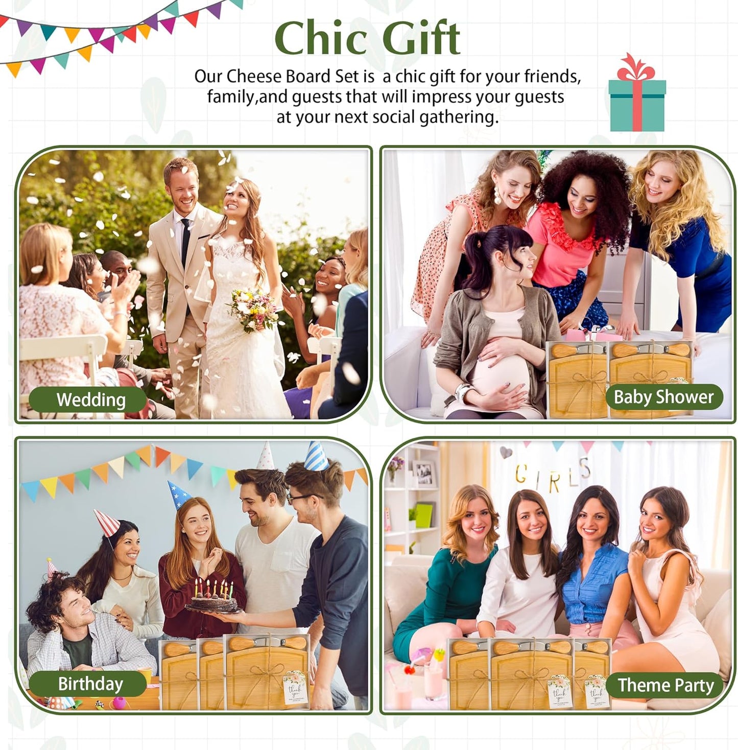 6 Set Baby Shower Prizes For Game Winners Adults,Baby Shower Wedding Favors For Guests,Bridal Shower Gifts,Bamboo Mini Cheese Boards Charcuterie Boards,Thank You Gift Bulk(Acacia, 6)