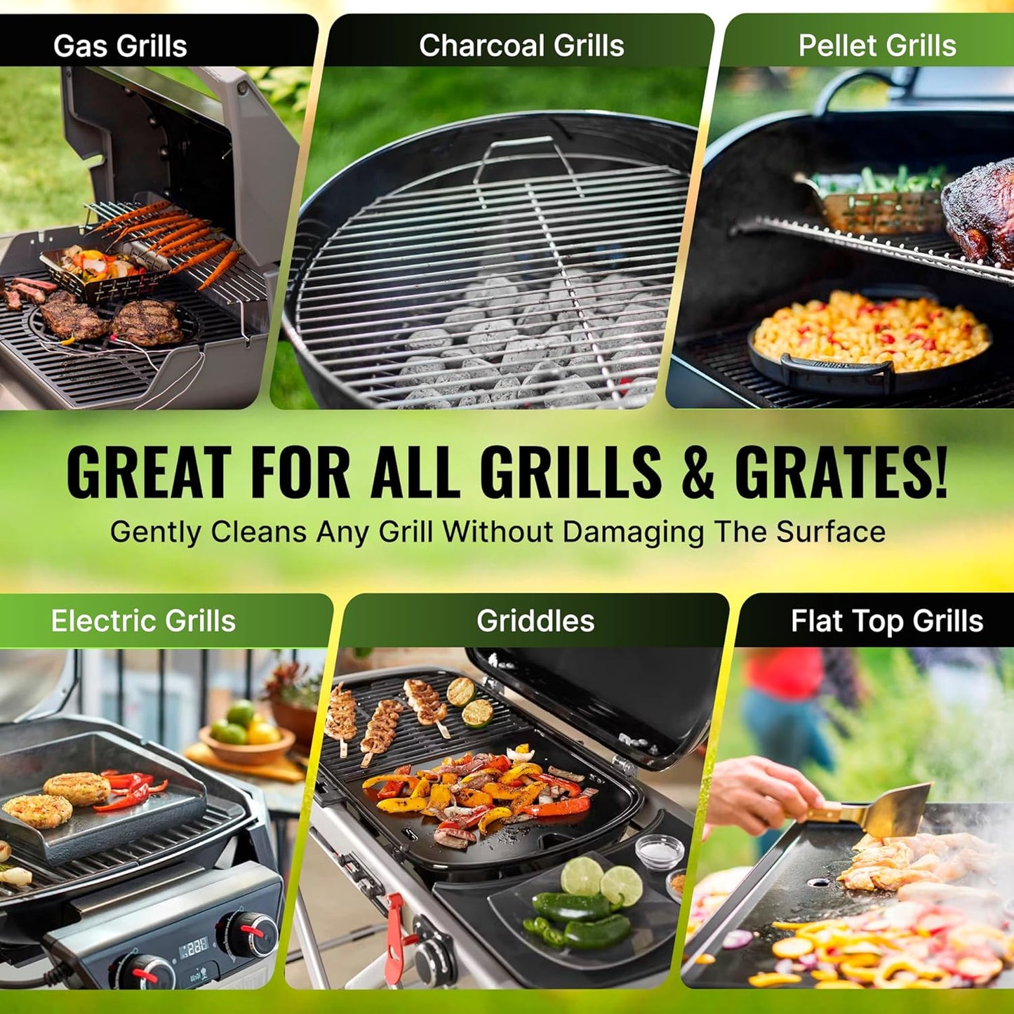 Citrusafe BBQ Grill Cleaner Spray & Grill Scrubber with 9 Heavy Duty Replaceable Pads