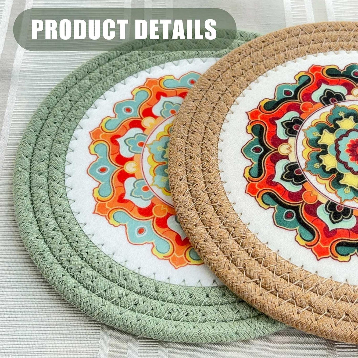 8 Inch 4-Pack Trivets for Hot Dishes, Cotton Pot Holders