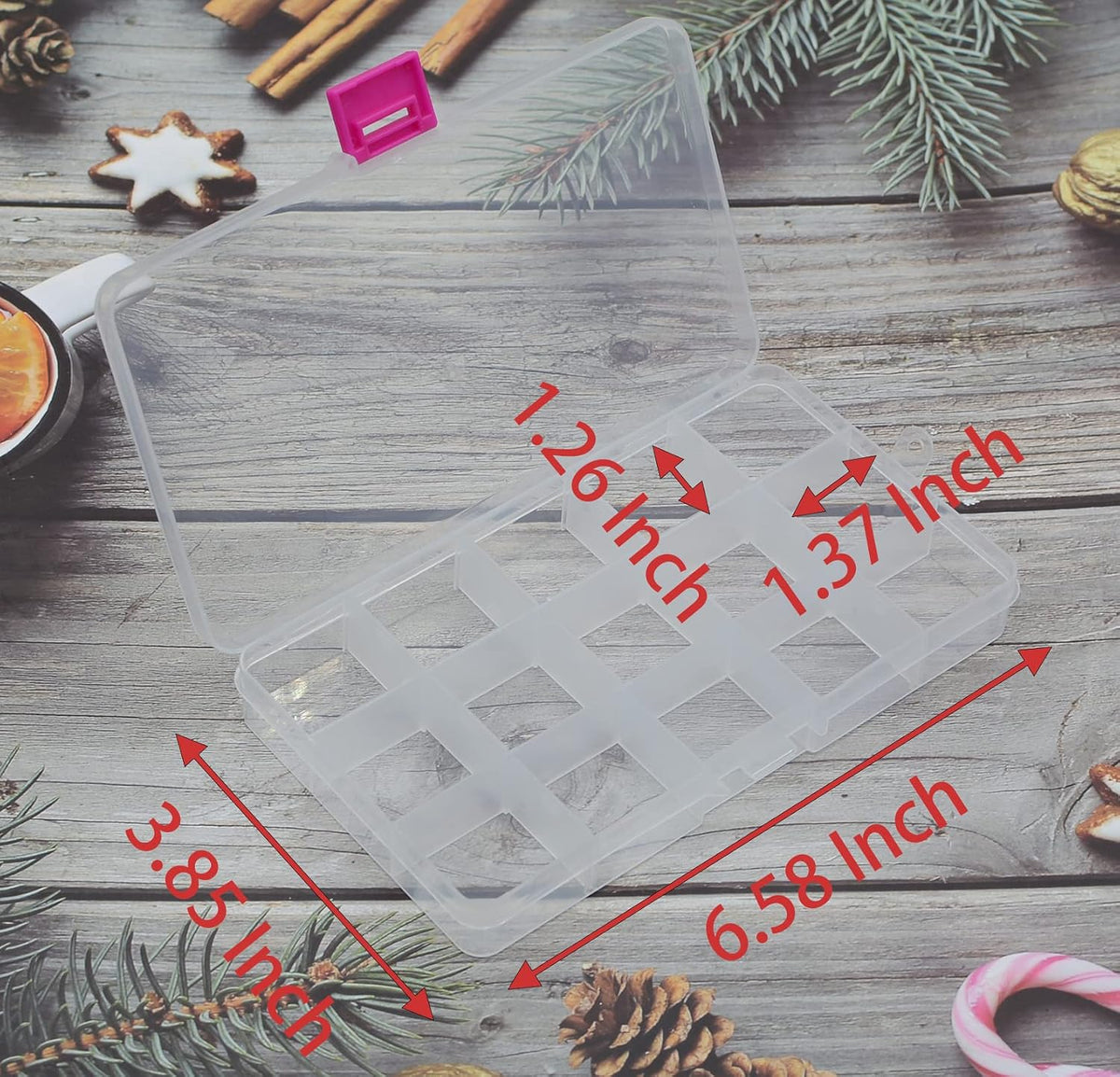 Yansanido 4 Pcs 15 Grids Clear 6.85 Inch X 3.85 Inch Adjustable Small Removable Clear Plastic Jewelry Organizer Divider Storage Box Jewelry Earring Tool Containers