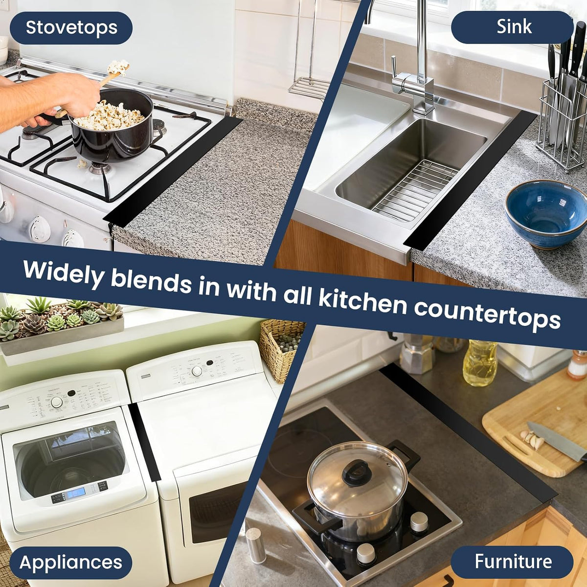 2PCS Kitchen Stove Counter Gap Covers Stainless Steel (13.8"-27.5" Silver)