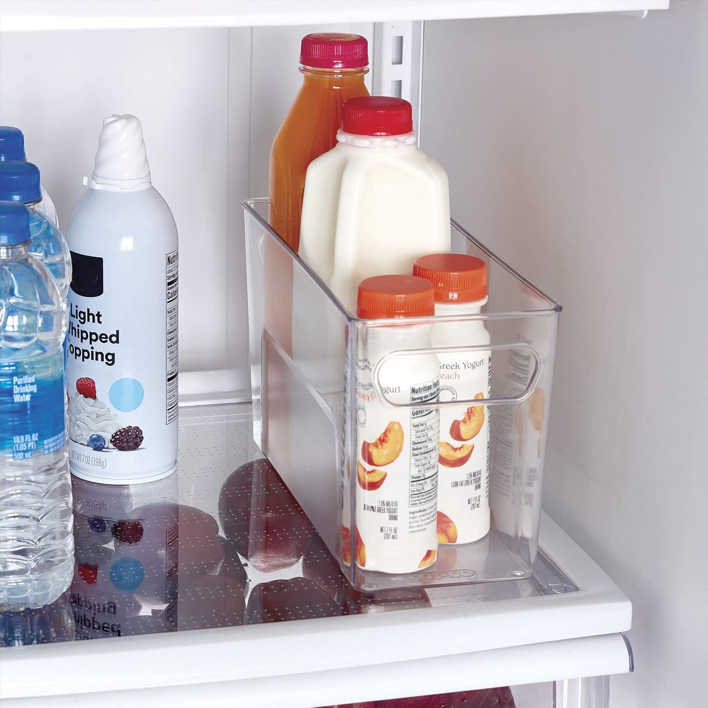 Copco Clear Narrow Storage Bin with Built-In Handles - Refrigerator Organizer, Pantry Organizers and Storage, Bathroom Organizer, Kitchen Organizers and Storage, Hand Wash