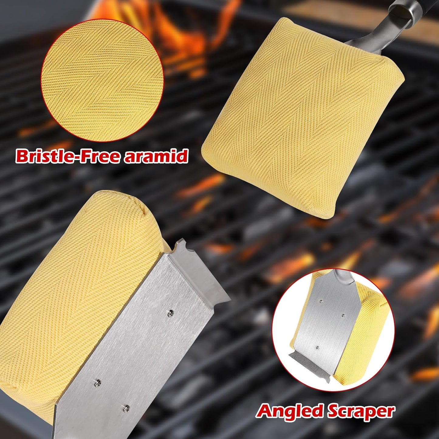 Grill Brush for Outdoor Grill -Steam Grill Brush Bristle Free for Cast Iron/Stainless Grates,BBQ Cleaner Brush with Durable Scraper,Safe Grill Cleaner Brush, Gifts for Men/Dad
