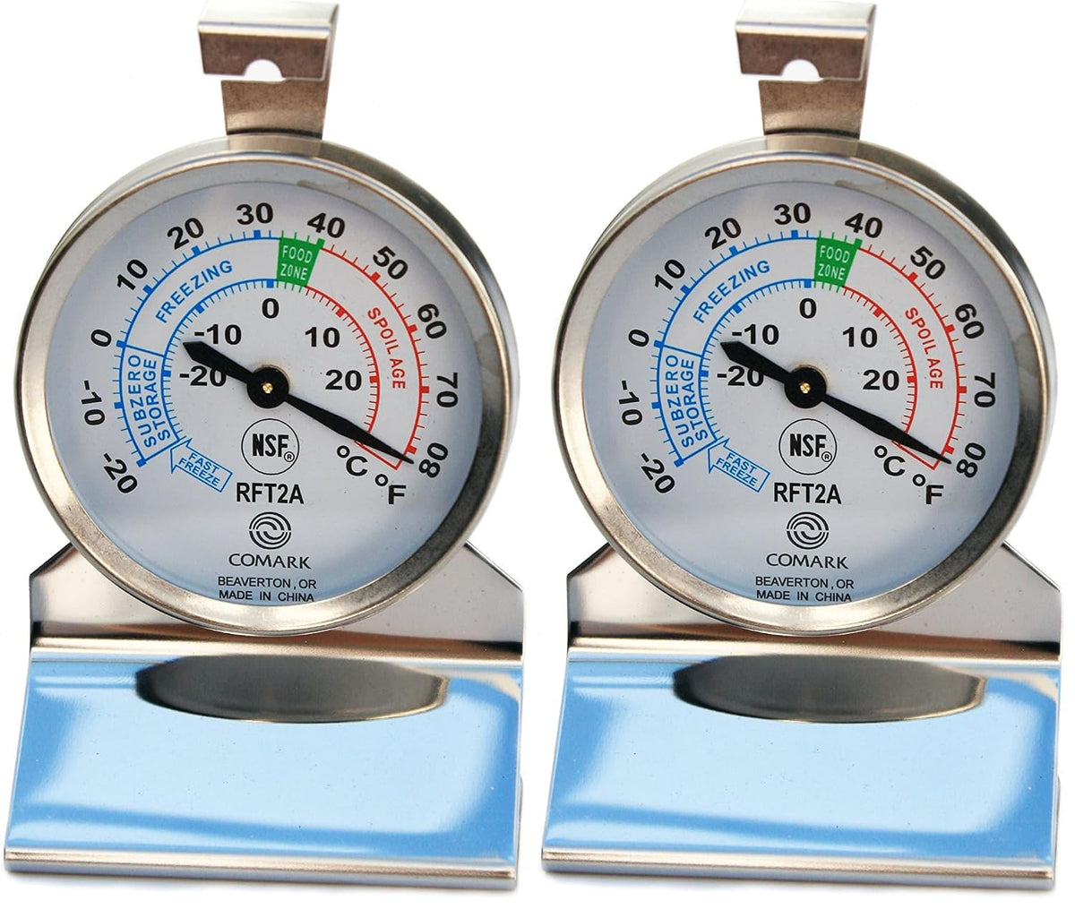 Comark RFT2AK Refrigerator/Freezer Thermometer Stainless Steel Construction, Grey