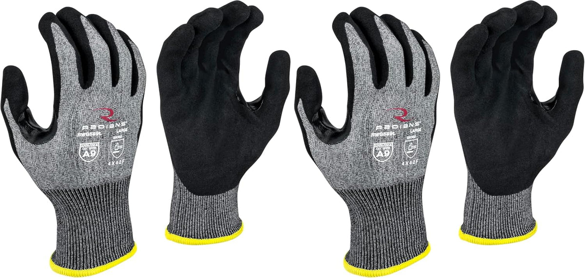 Radians Cut Resistant Work Glove Touchscreen A9 Sandy Foam Nitrile, Medium