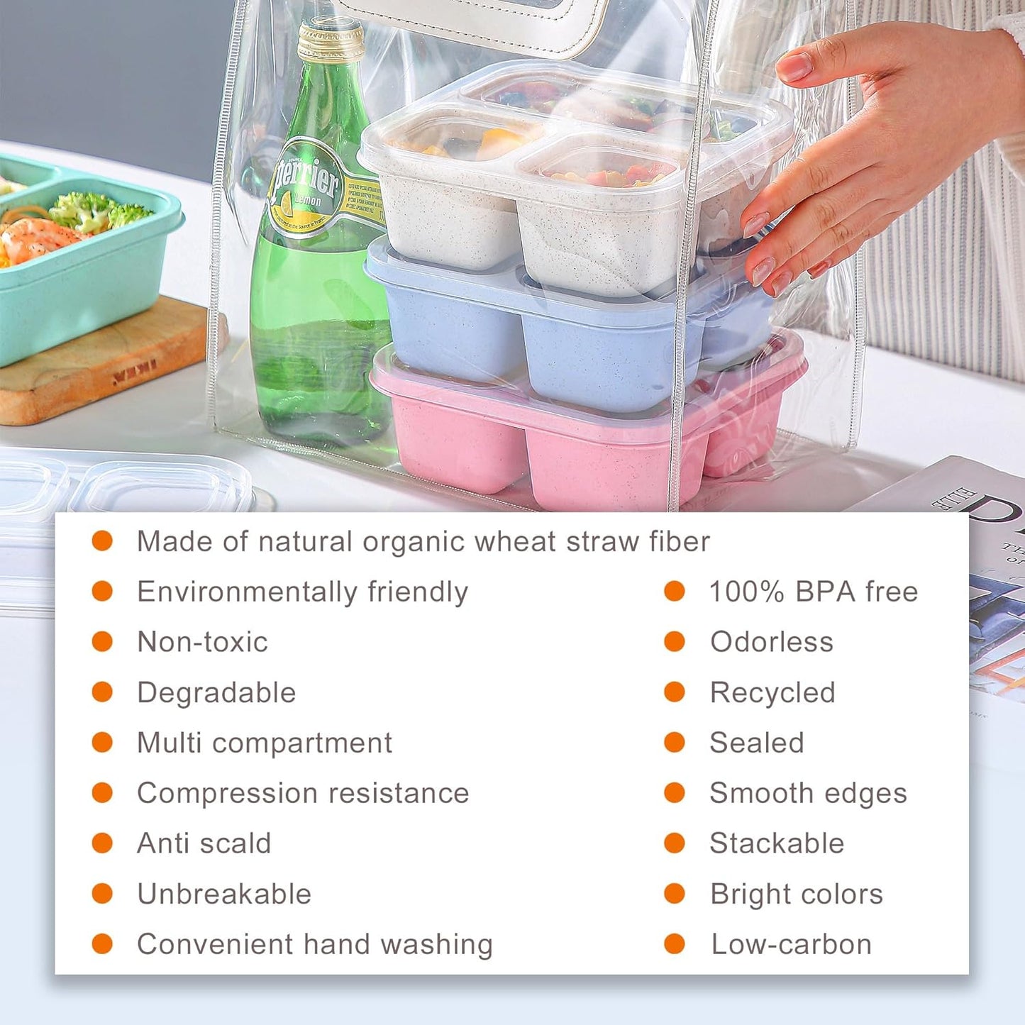 Bento Box For Kids, 4 Pack 3 Compartments Lunchable Meal Prep Containers Lunch Containers, Reusable Snack Containers with Lids, Snack Boxes for School, Work, and Travel