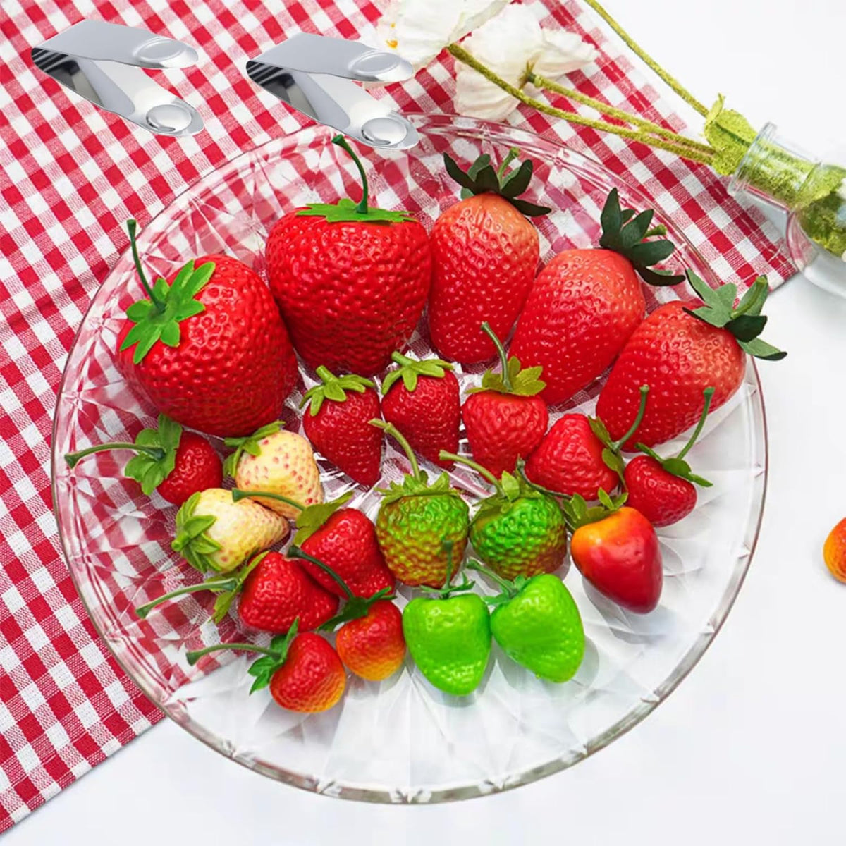 2.8 * 1" Stainless Steel Strawberry Huller Fruit Stem Remover Home Kitchen Tools for Cherry Tomato, Silver, 4Pcs