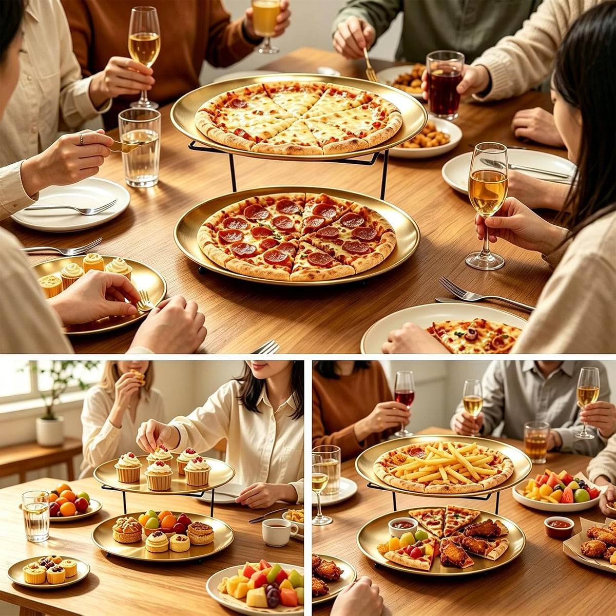 12 Pcs Pizza Display Stands for Party Pizza Pan Riser Stand Set