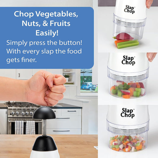 Slap Chop Original Food Chopper, Stainless Steel Blades, Butterfly Open