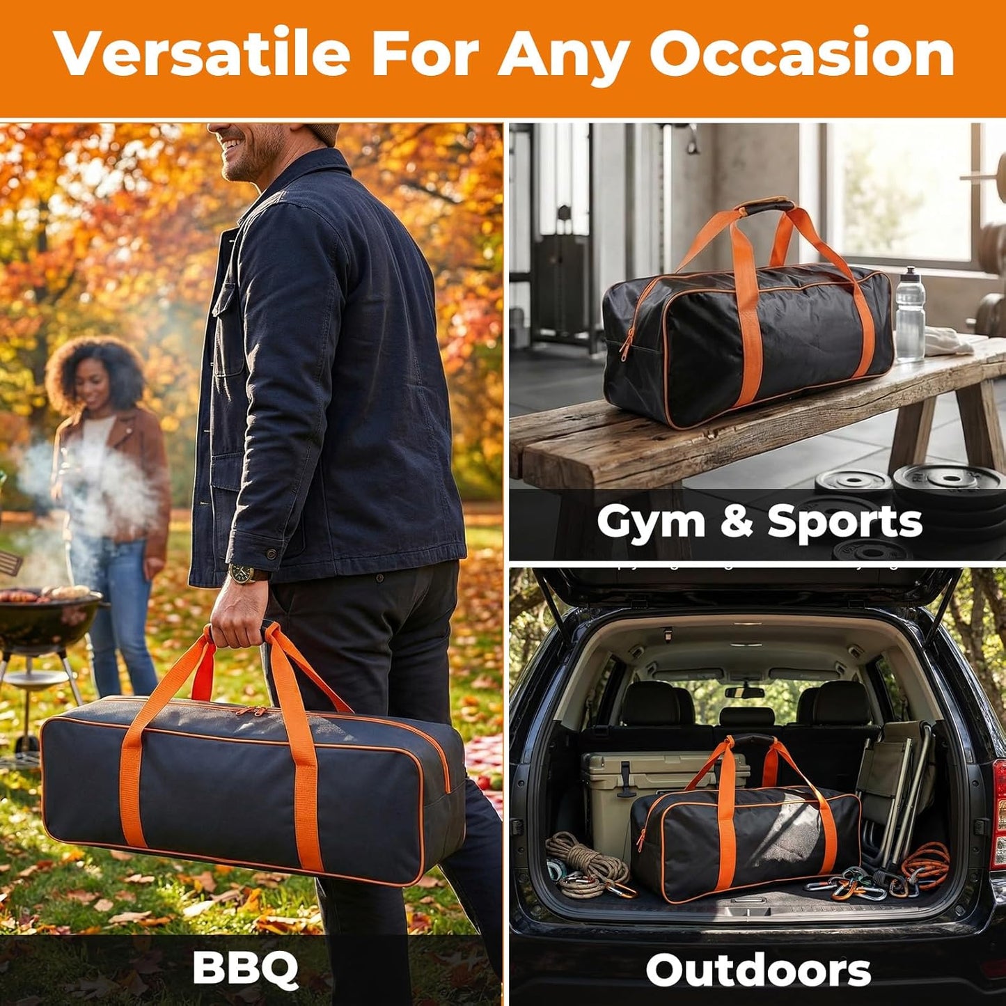 Grill Tool Storage Bag, 24" x 8" x 8" Large Capacity BBQ Accessory Storage, Heavy-Duty Utensil Grill Accessories Organizer Case Storage Compatible with Blackstone.Black (No Accessories)