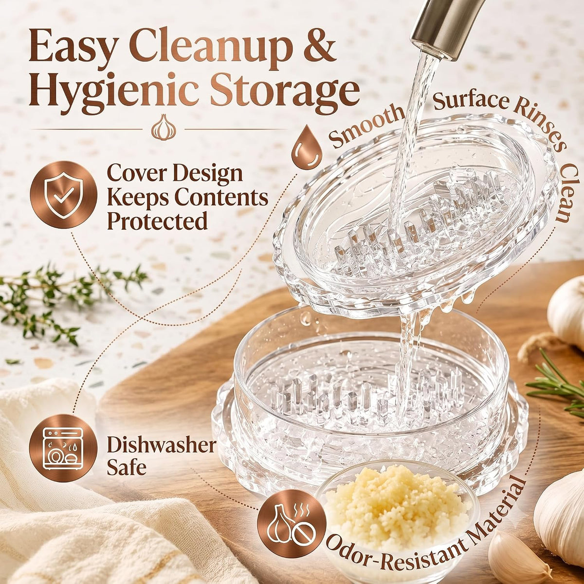 2pcManual Garlic Twister,Manual Garlic Crusher and Mincer, Transparent Twisting Garlic Chopper Tool, Multi-Functional Handheld Grinder for Ginger, Nuts, Herbs and Spices, Easy to Clean Kitchen Gadget