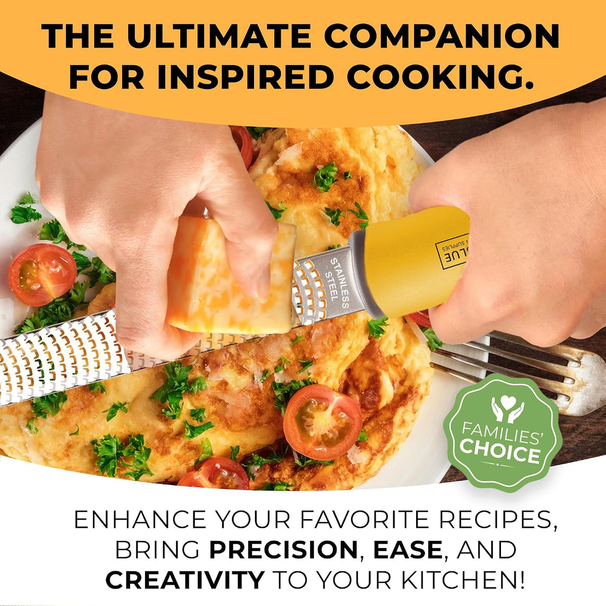 Orblue Lemon Zester & Cheese Grater - Premium Citrus Zester, Kitchen Grater for Parmesan, Chocolate, Fruits, Vegetables, Ginger, Garlic, Nutmeg - Stainless Steel Blades with Protective Cover, Gray