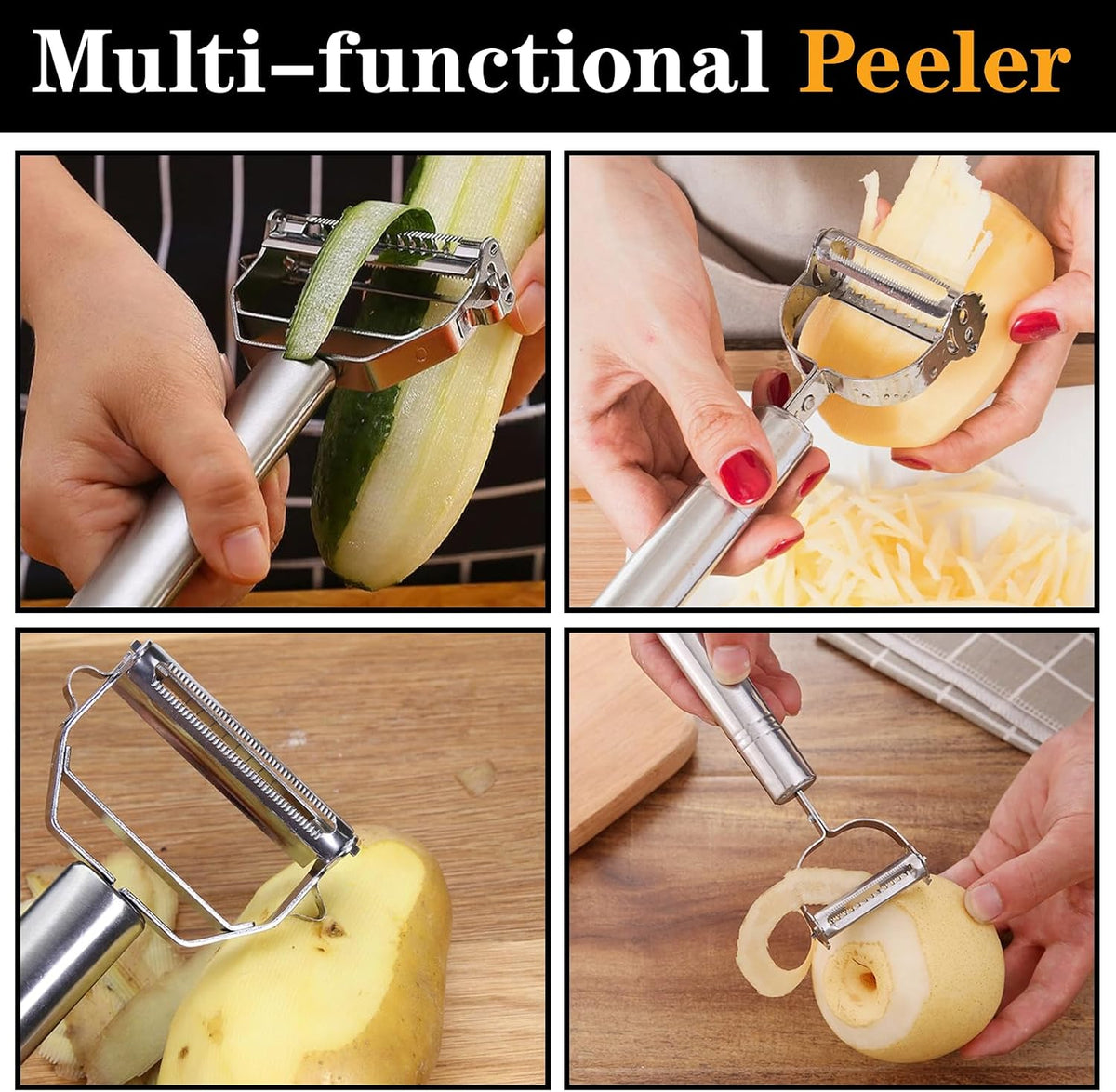 Vegetable Peeler, Multifunction Potato Peelers Stainless Steel Julienne Peeler for Carrots Potatoes Cucumber Squash Melons Fruit