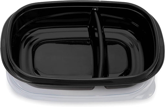 Rubbermaid TakeAlongs Food Storage Containers with Divided Base, 3.7 Cup, 20-Pack (40 Pieces Total), Black | Great for Meal Prep, Lunch for Adults Bento Box Style | Reusable & Stackable