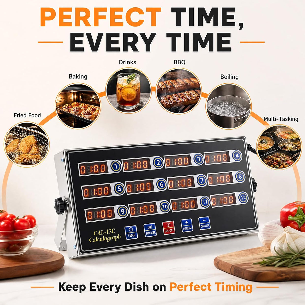 Relaxweex Commercial Digital Kitchen Timer for Cooking, 8 Channel
