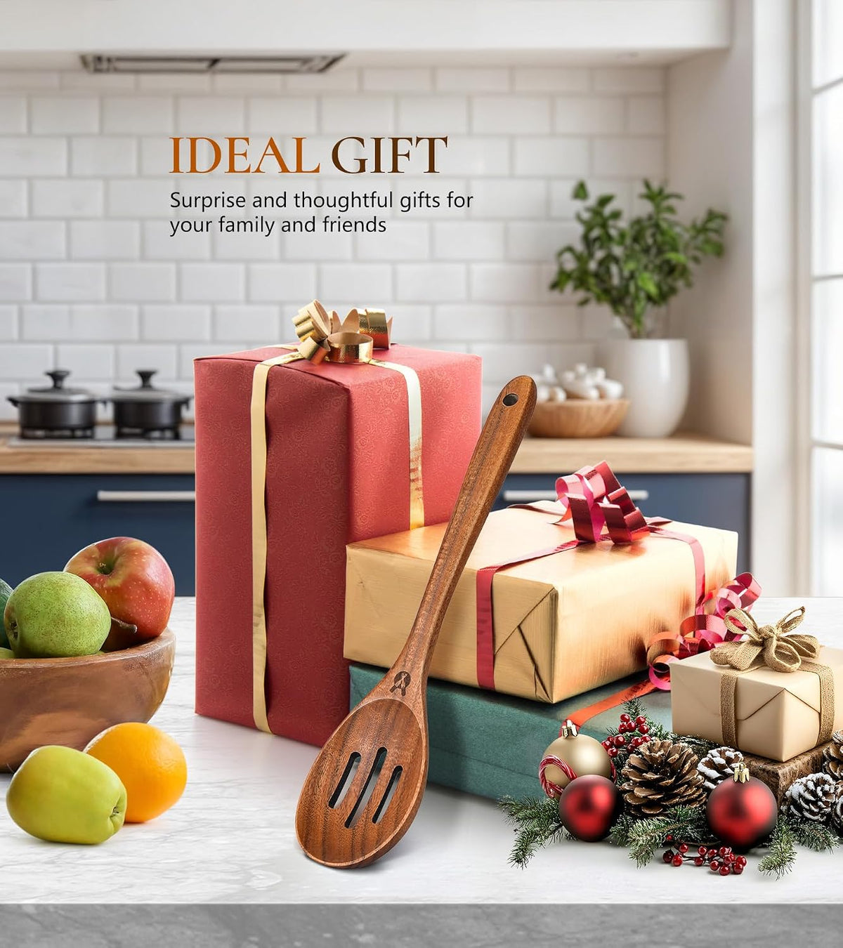 Wooden Spoons for Cooking, Premium Teak Wooden Cooking Utensils for Serving