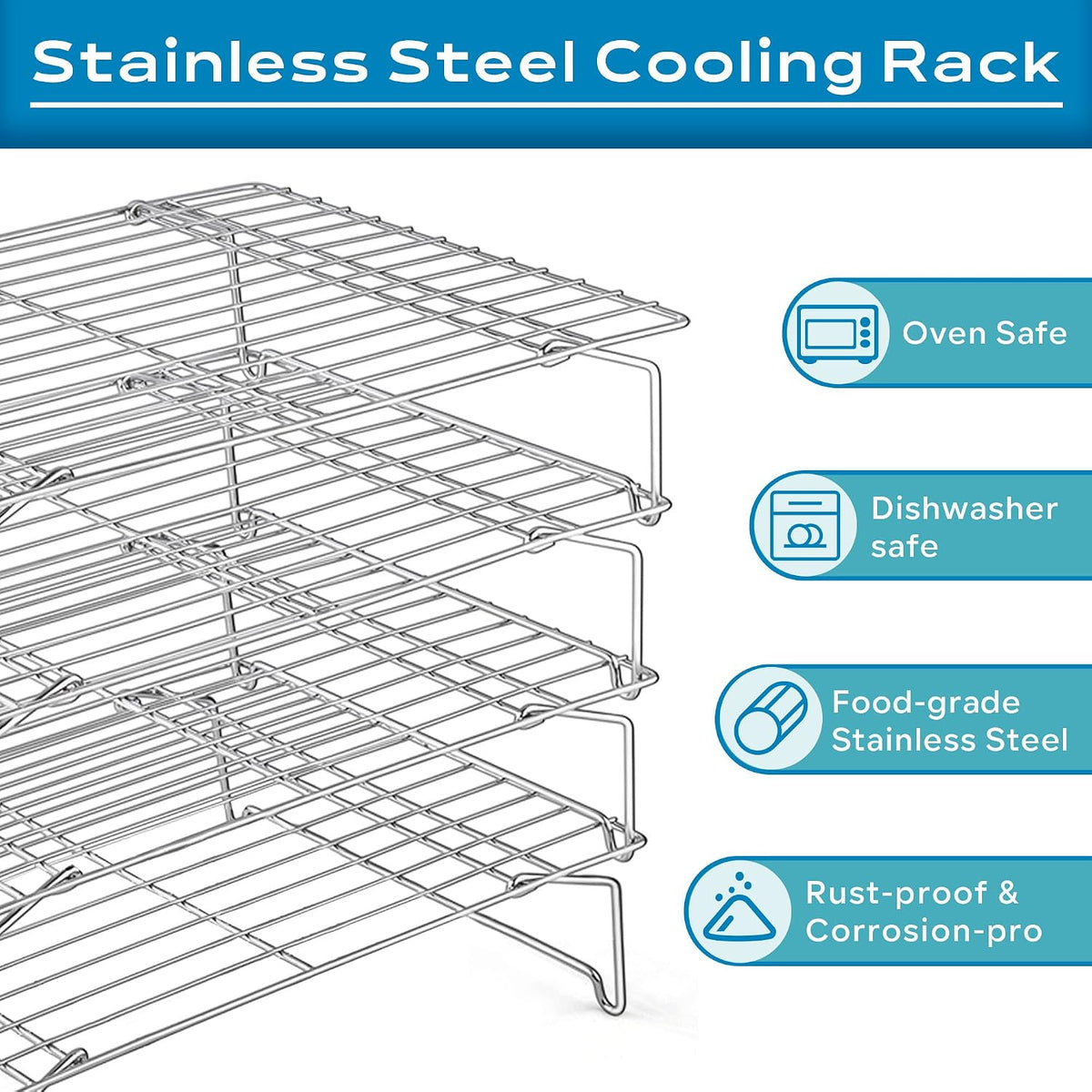 Leonyo 5-Tier 15x10IN Cookie Cooling Rack for Cooking Stackable Collapsible