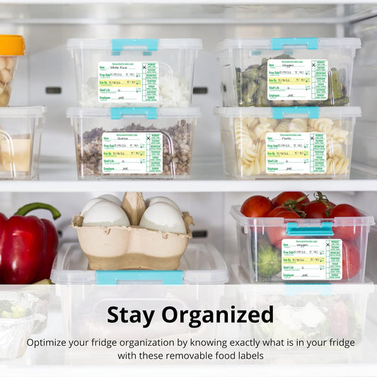 2x3 Removable Freezer Food Labels Stickers for Containers, 500 Waterproof Label Stickers for Jars, Removable Labels for Storage Bins, with Easy Peel-Off (500, Green)