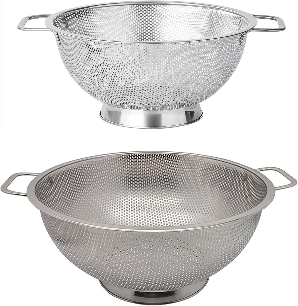 Fox Run Stainless Steel Colander, Large 5 Quart Pasta Strainer With Handles