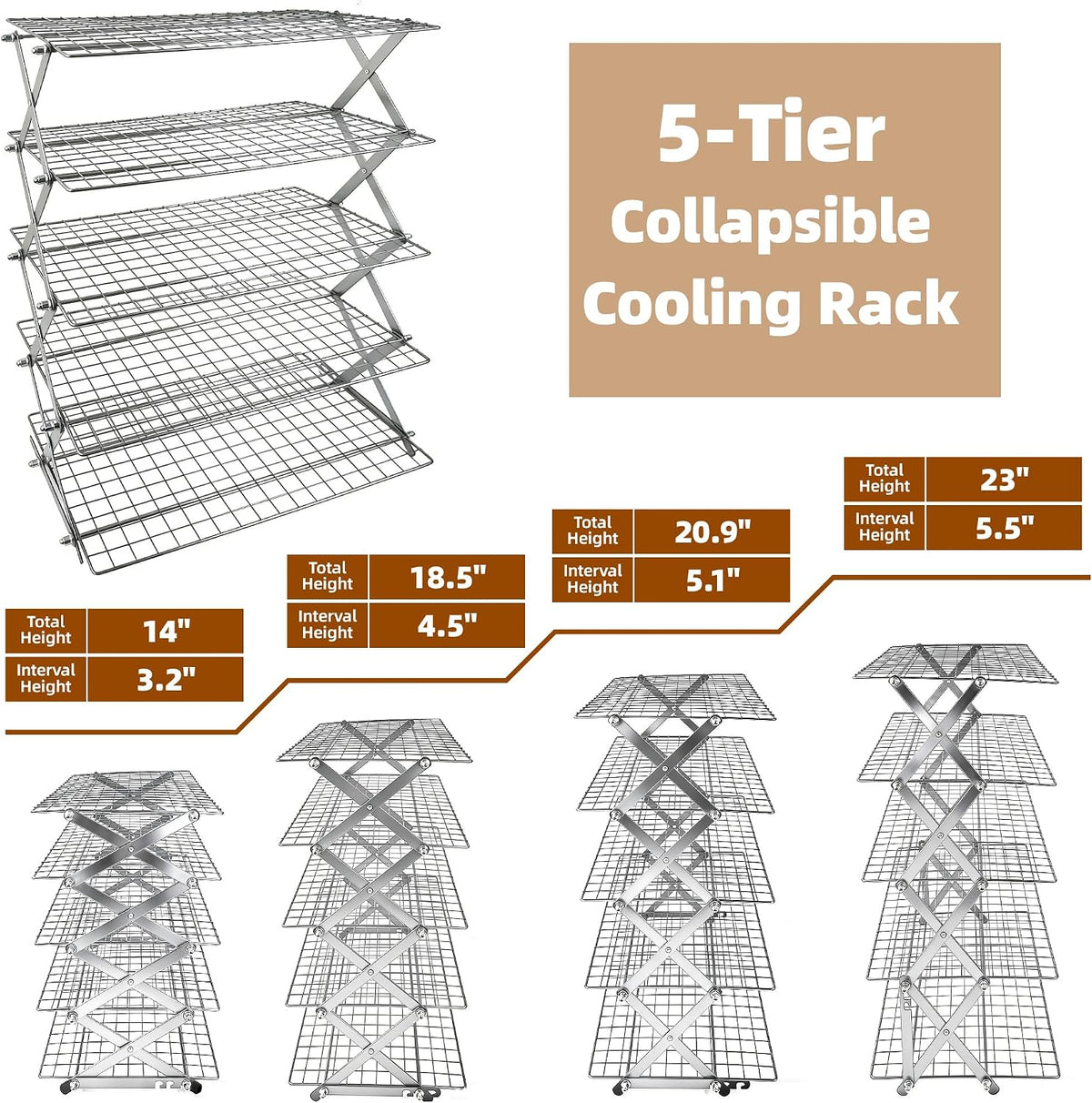 3 Tier Collapsible Cooling Rack Sourdough Cooling Rack 17"x10"