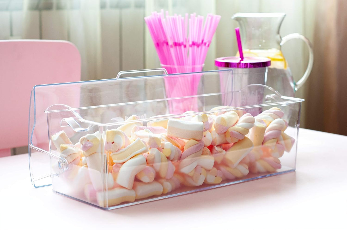 Pikanty Clear Refrigerator Organizer Bin with Handles — 11 Inch Compact Stackable Fridge and Pantry Storage Container for Snacks, Yogurt, Condiments, Dishwasher Safe, Made in USA