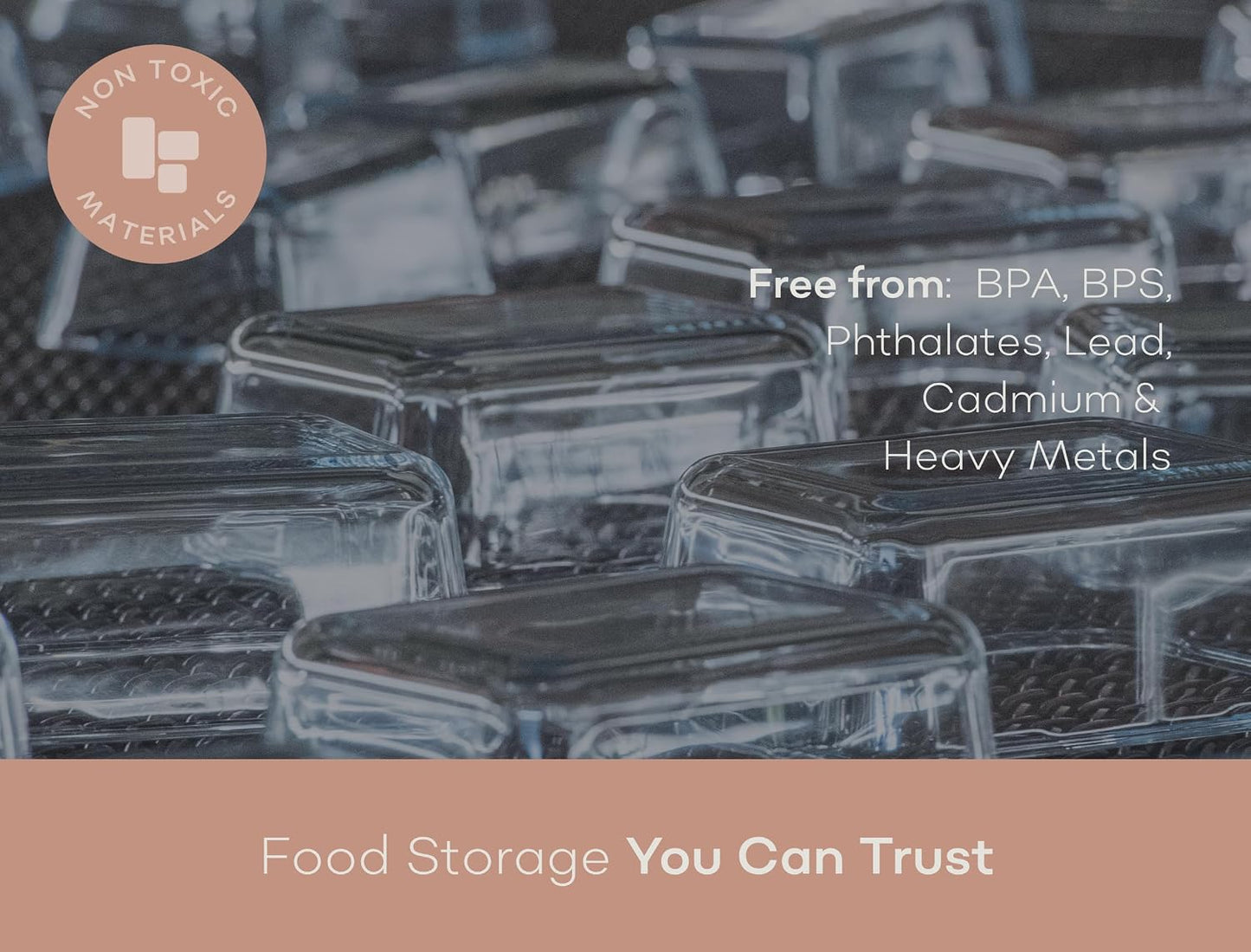 Glass Food Storage Containers with Lids| 3 Pack Square Set 27oz/3.4cup | Glass Meal Prep Containers | Non-Toxic & Airtight | Glass Containers with Lids | Oven, Freezer & Dishwasher Safe