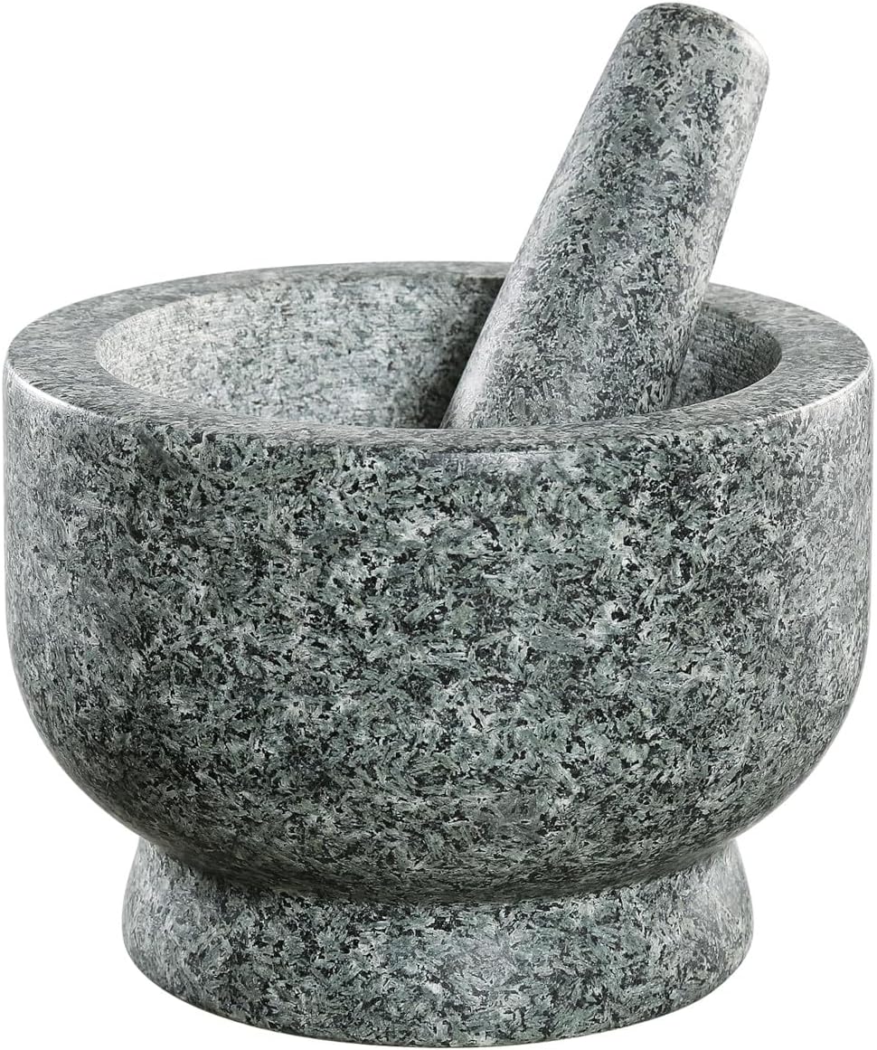 Cilio by Frieling Goliath Natural Granite Mortar and Pestle Set, Grinder for Spices and Seeds, 5 Inches Tall - Mortar Pestle Seed Grinder - Italian Mortar and Pestle