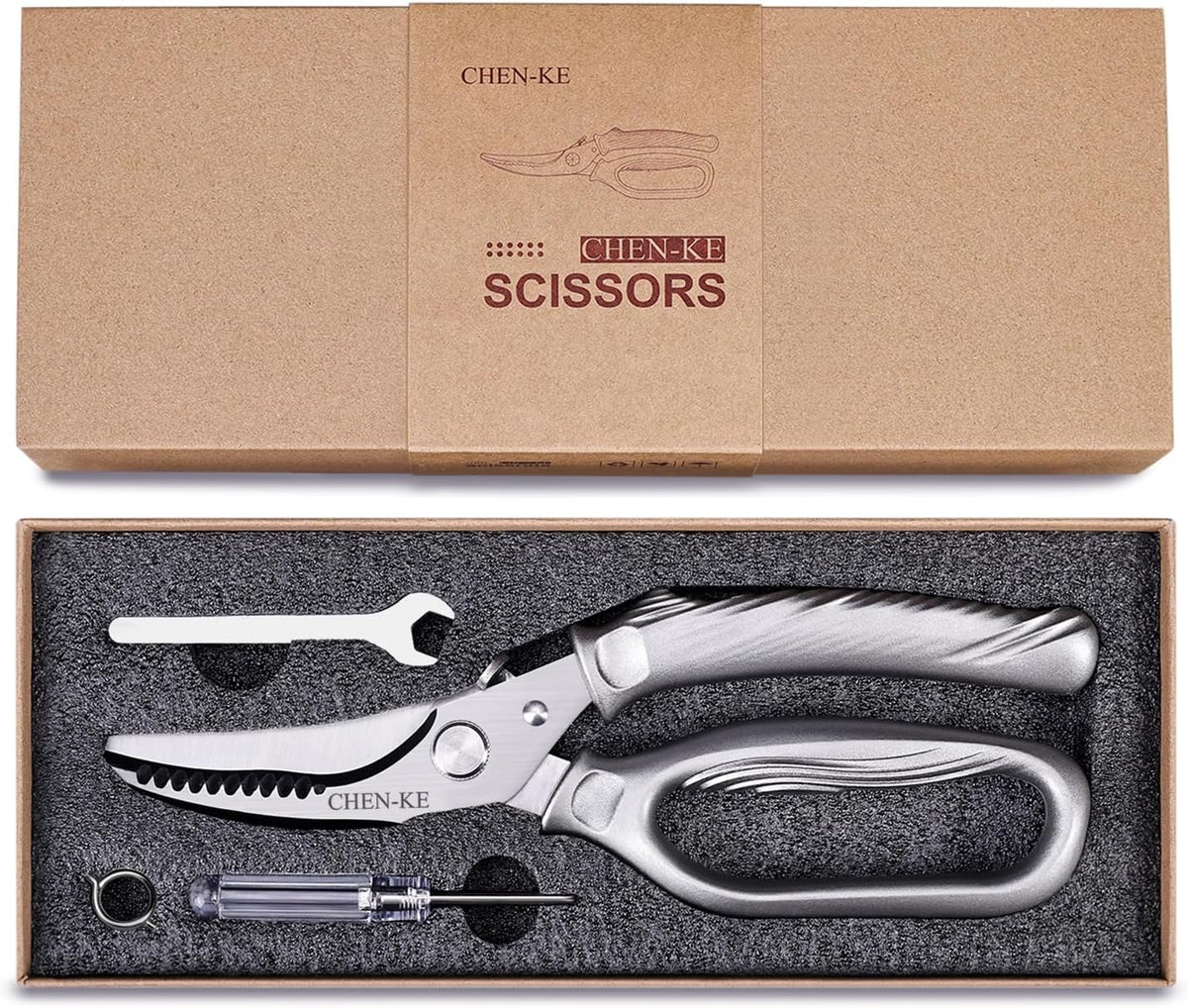 CHEN-KE Rust Resistant Heavy Duty Multipurpose Kitchen Shears-Grey
