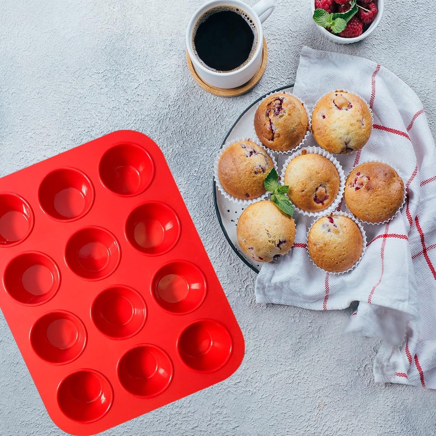 saphe Silicone Muffin Pans for Baking, 7 Cups Air Freyer Cupcake Pan, Nonstick Silicone Muffin molds for for Baking Egg Bite, Muffins, Tart, Cupcake and Quiche, 2 Packs (7 cups)