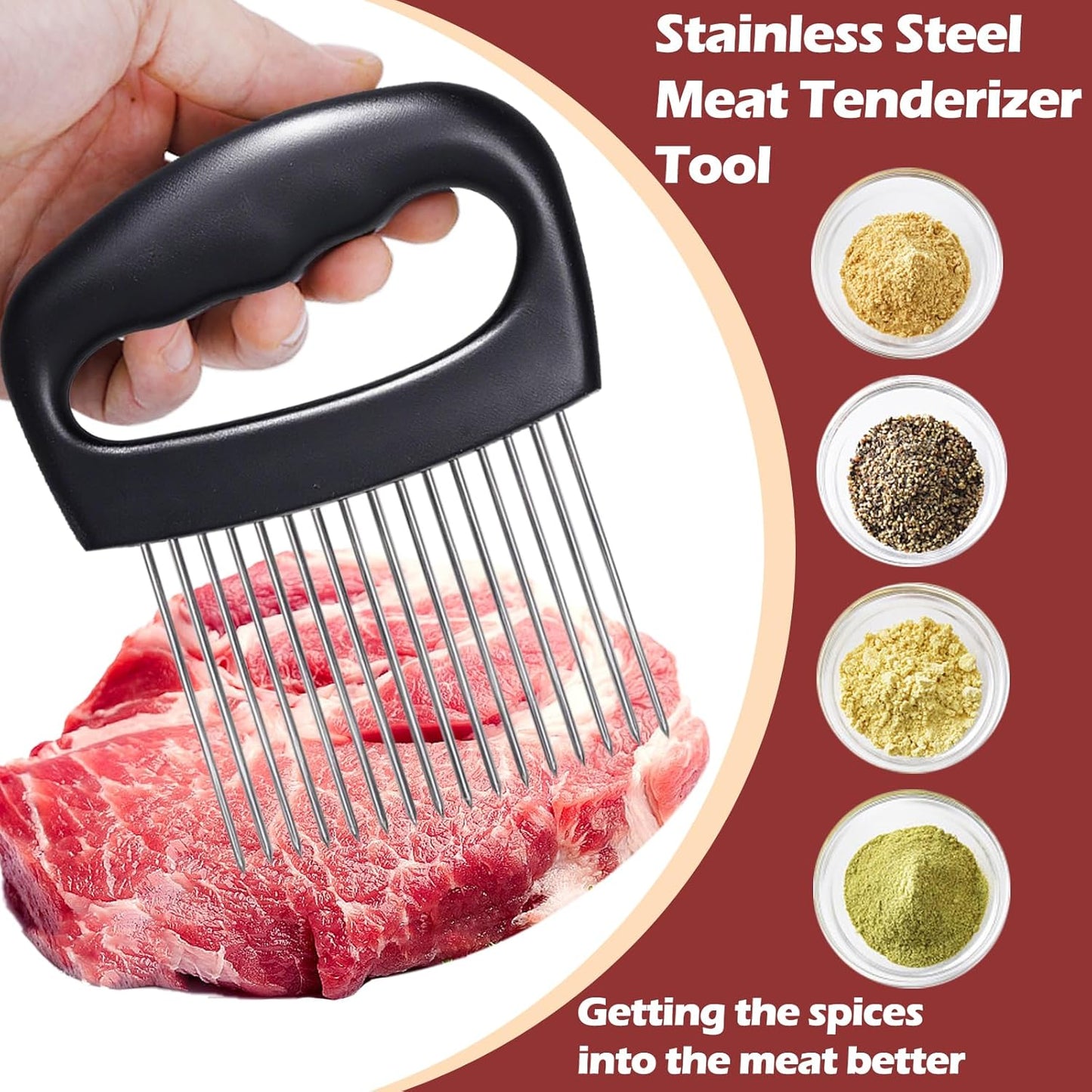 Hendiy Extra-Large Onion Holder for Slicing, 304 Stainless Steel Onion Slicer with 16 Long Needles, Onions Cutter Vegetable Chopper, Extra-Large Tomato Potato Slicer,Meat Tenderizer,Food Slicing Guide