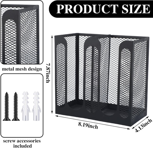 Maxcheck Metal Mesh Cup and Lid Holder Coffee Paper Cup Dispenser Lid Holder Storage Organizer Countertop or Wall Mount for Coffee Bar, Kitchen, Breakroom(4 Compartments,16.1 x 4.1 x 8 Inch)