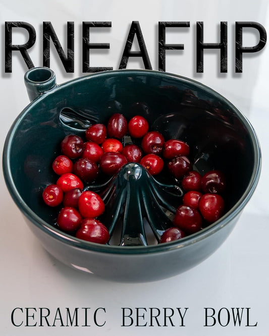 The Original Artisan Swirling Berry Bowl – Hand-Thrown, Functional Ceramic Art Self Washer Spinning Vortex Berry Washing Bowls Fruit Basket Automatic Quick Rotating Cleaning with Drain Holes
