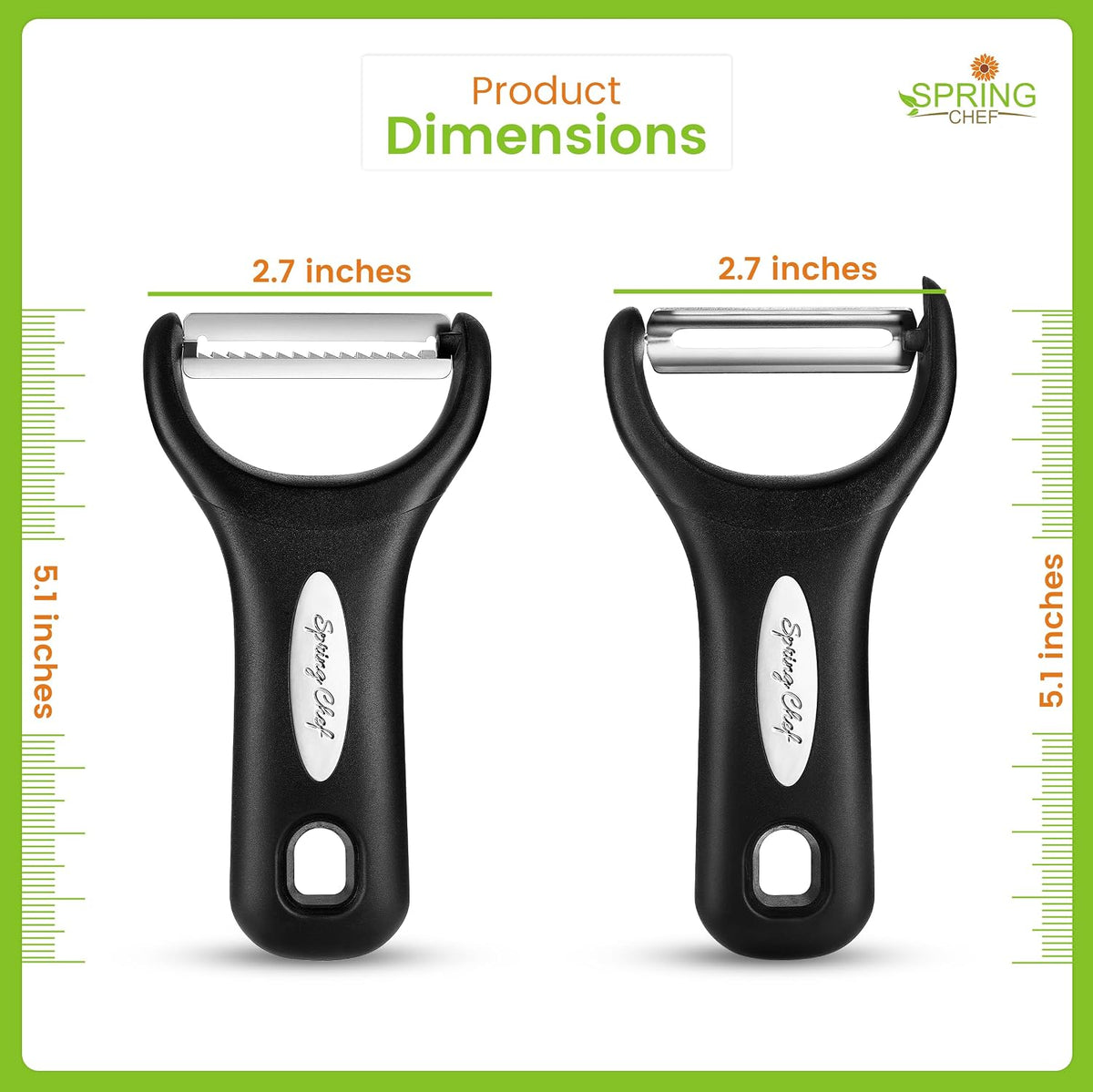 Spring Chef Swivel Potato Peeler & Julienne Vegetable Peeler w/Soft Handle