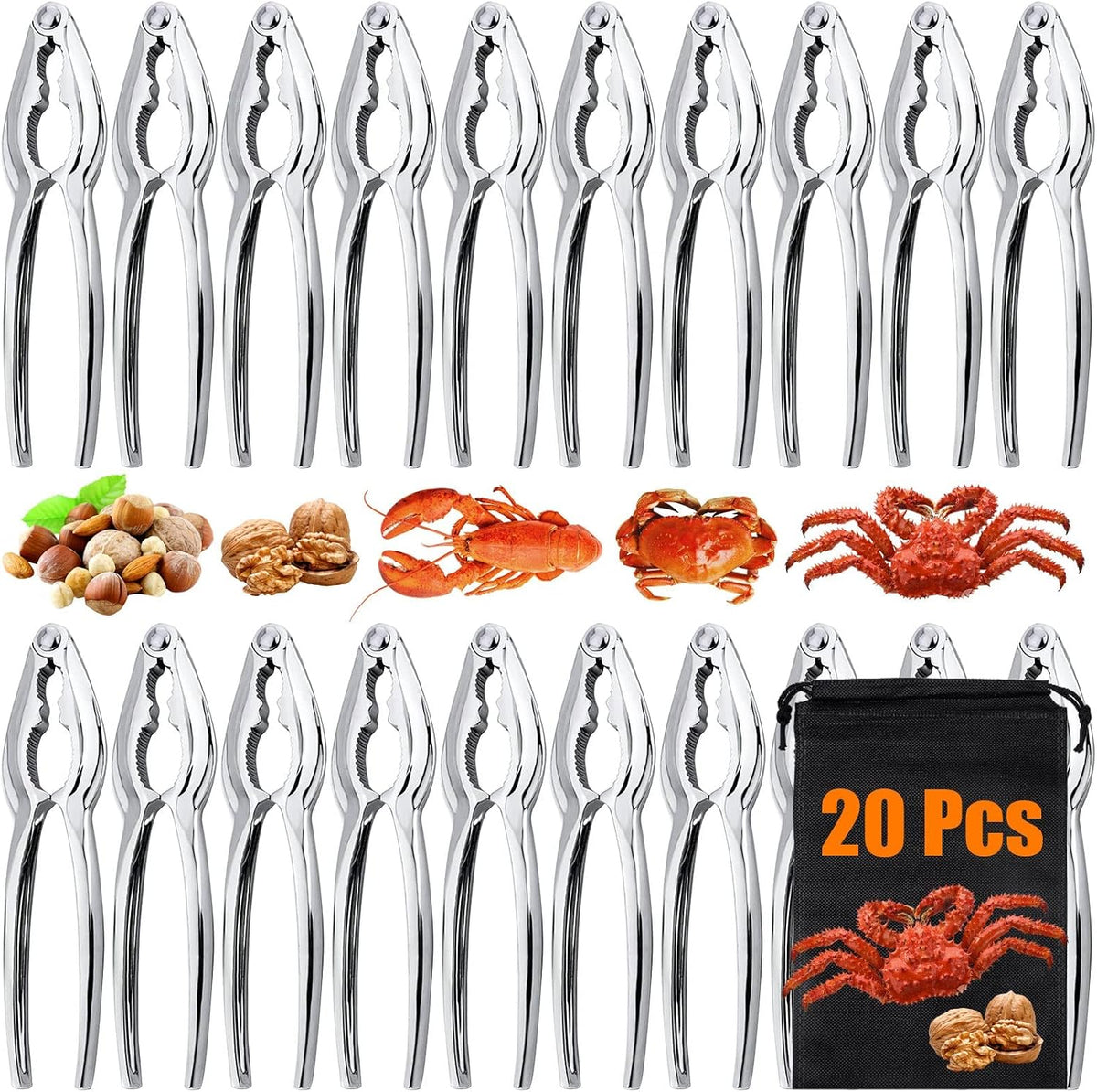 20 Pcs Crab Crackers and Tools, Nut Crackers Seafood Tools