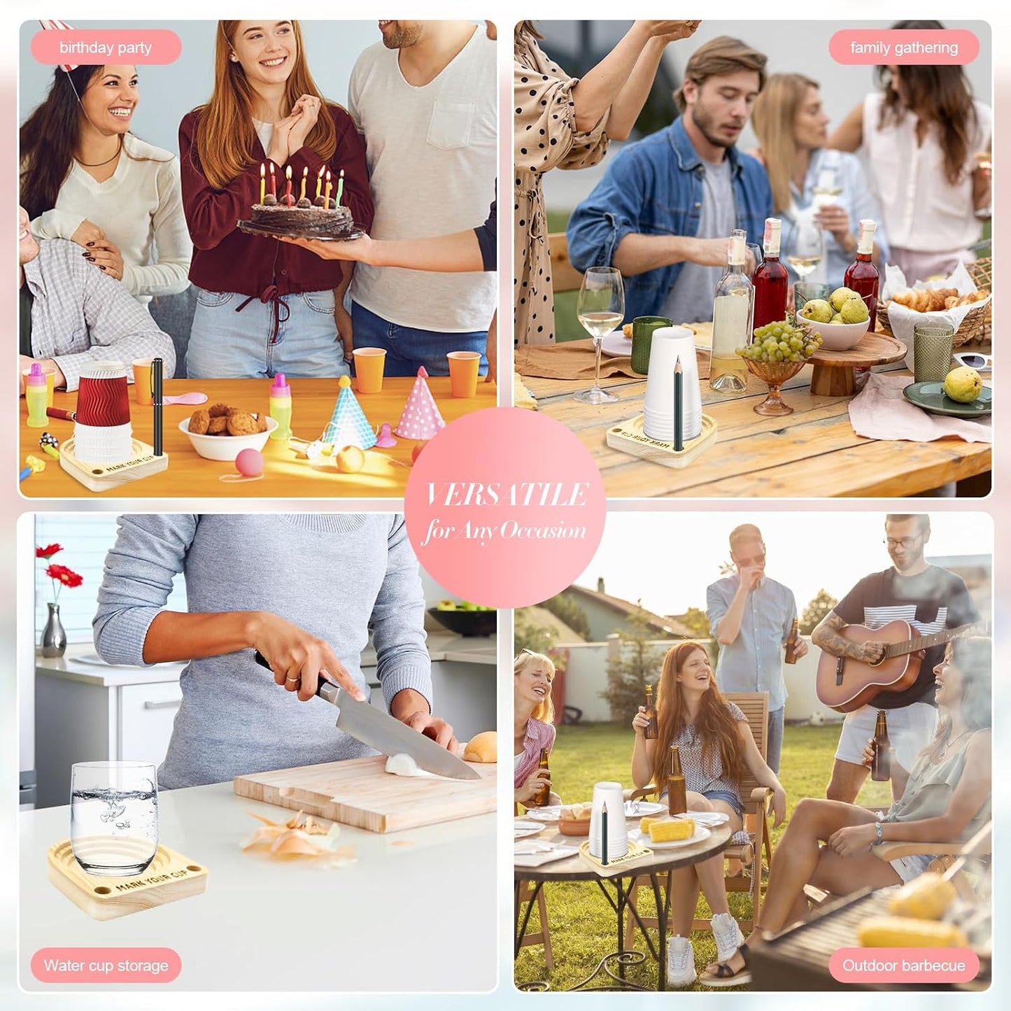 Hosting Essentials for Hosts and Parents, Cup Holders, Party Essentials, Solo Cup Holder with Marker Slot to Mark Drinks and Prevent Mix-Ups for Outdoor Parties, Birthdays and Family Gatherings
