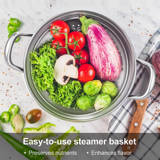 Chefbee 3.2QT Stainless Steel Steamer for Cooking with Food Steamer Basket