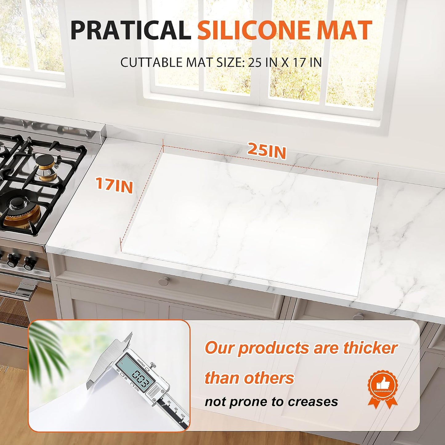 Silicone Mat Roll - Silicone Mats for Kitchen Counter, Heat Resistant Countertop Protector, Non-Slip Table Mat Desk Saver Pad, Multi-functional Cuttable Silicone Mat, Craft Mat - 17IN X 5FT