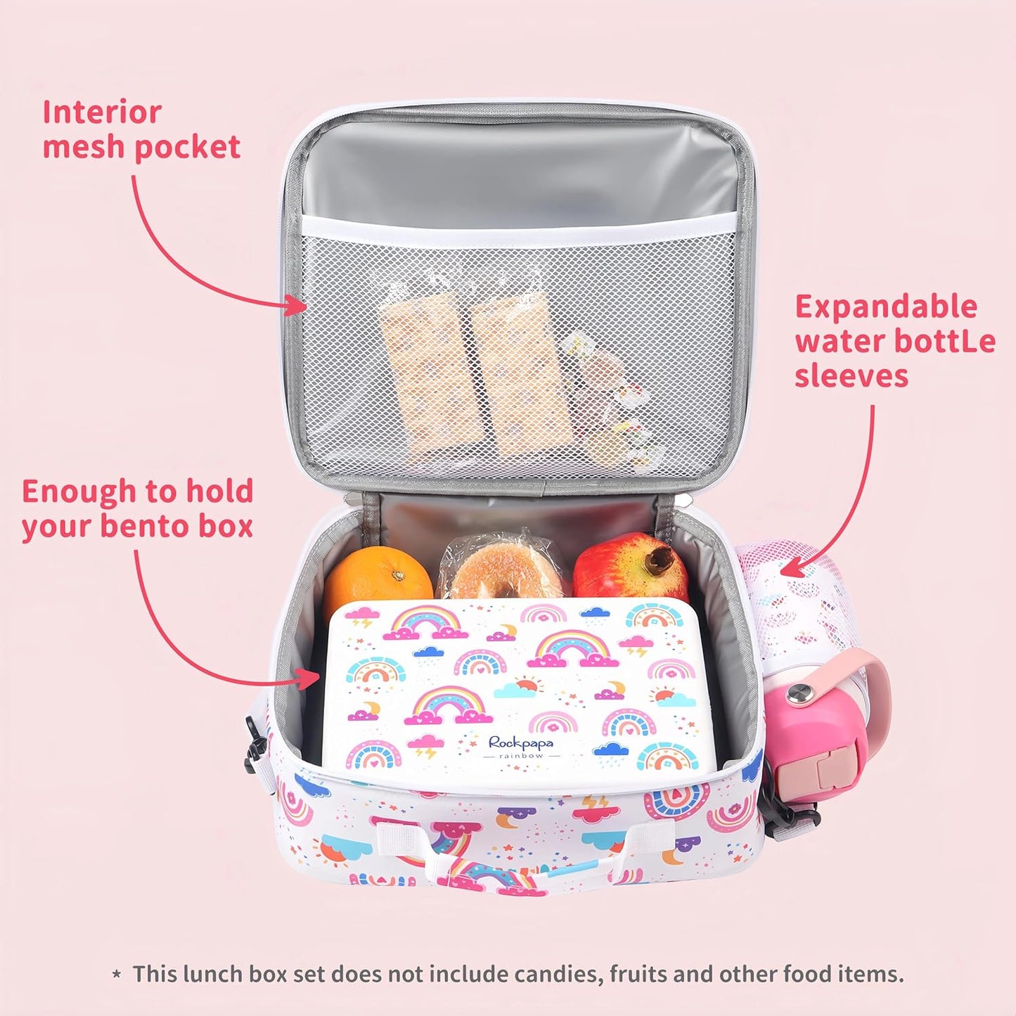 rockpapa Chill Kids Lunch Box Set with Leakproof 5.5 Cups Bento Box, Reusable Ice Pack, 14oz Insulated Water Bottle & Lunch Bag, BPA-Free Microwave Safe for School Boys Girls (Black Games)