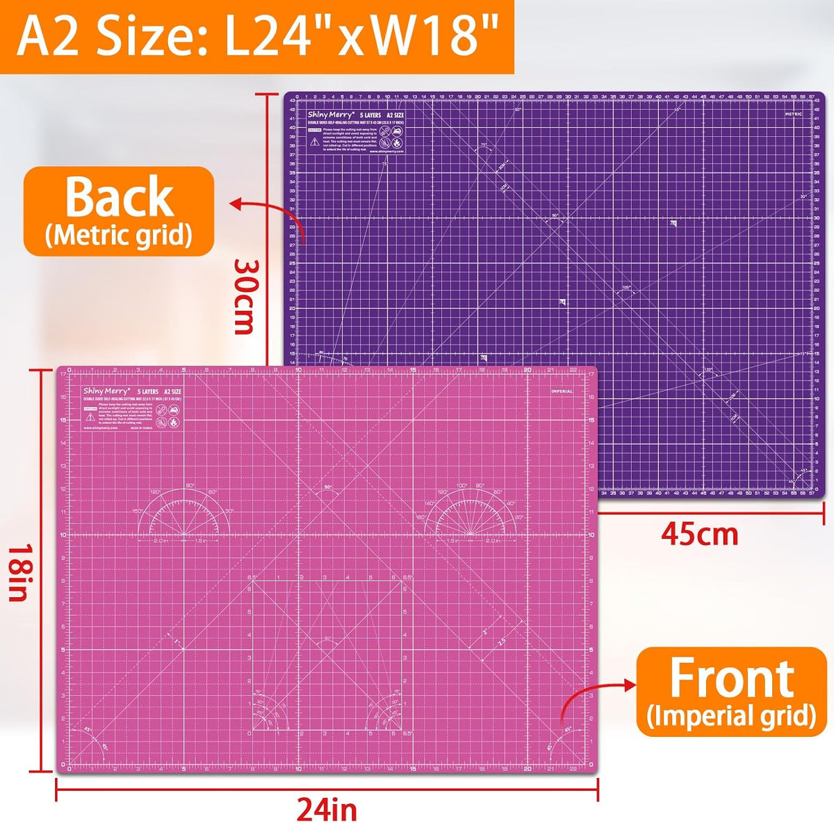 Self Healing Cutting Mat A3 12"x 18" Double Sided Pink Mat